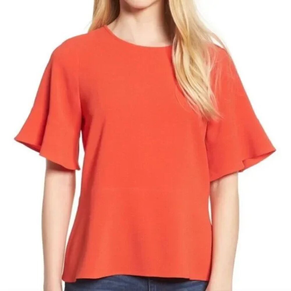 Madewell Orange Peplum Blouse Top